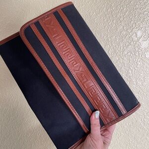 Yves Saint Laurent Black and Tan Clutch